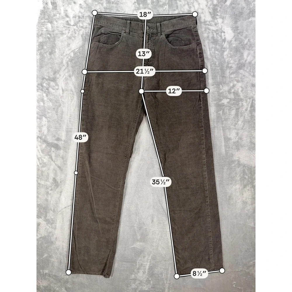 J.Crew Vintage Cord Straight Jeans Men's Size 35x36 Olive Brown Corduroy